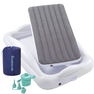 hiccapop Inflatable Toddler Travel Bed with Safety Bumpers - grey. LIKE NEW!!